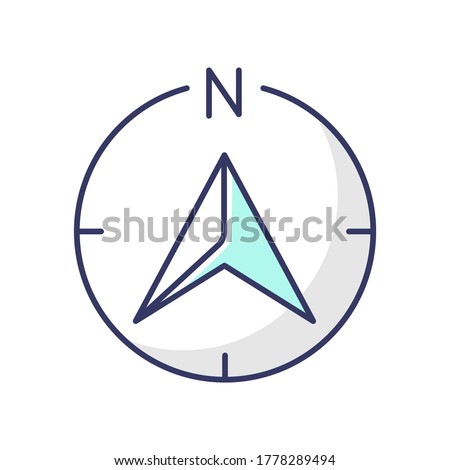 Navigator arrow RGB color icon. Modern navigation technology, global positioning system, geolocation. GPS guide cursor pointing to north isolated vector illustration