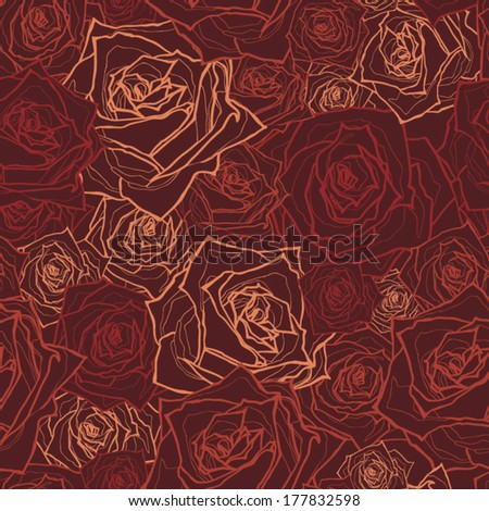 Seamless floral pattern with of roses. Vector illustration.