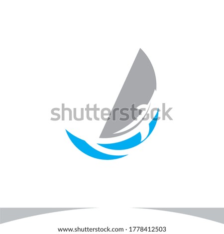 boat with Dolphin Logo Design Vector Illustration