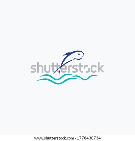 the fish logo jumps from the water