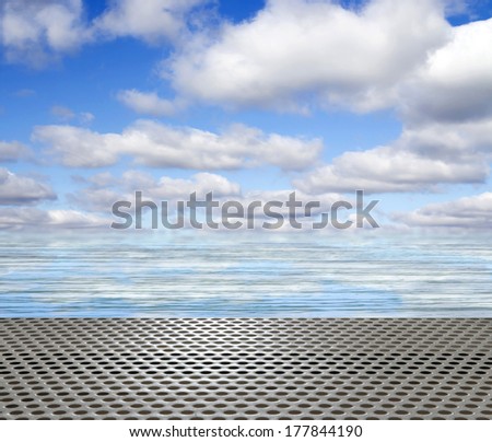 metal pier on the background of sea and sky