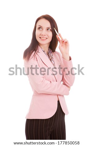 woman in a business suit on a white background, isolated