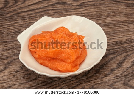 Cod fish roe snack in the bowl