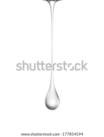 One drop of water, drops/One drop of water, are hanging drop. Within the white