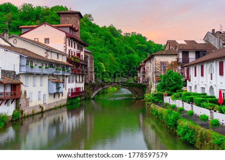 The pretty village of Saint Jean Pied de Port, France Royalty-Free Stock Photo #1778597579