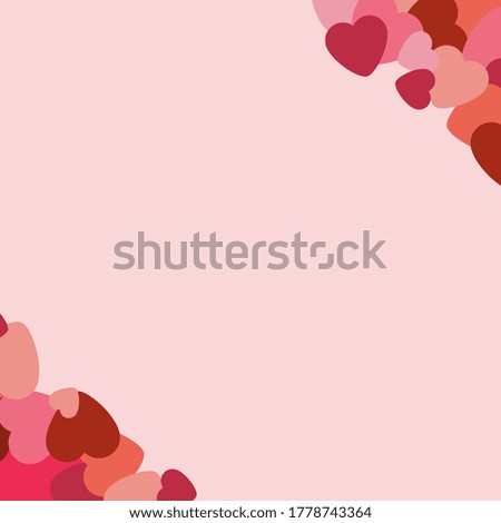 Frame With Red Hearts On Pink Background. Graphic Design In The Concept of Love. Love Symbol And Emblem for Valentines Day, Wedding, Birthday and Holiday. Vector Card and Template with Copy Space.