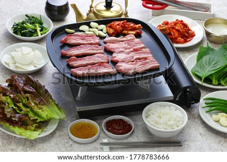 samgyeopsal ( grilled pork belly BBQ ), korean cuisine Royalty-Free Stock Photo #1778783666