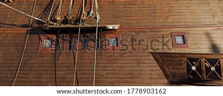 ship's hull detail. Port side of the Galleon Royalty-Free Stock Photo #1778903162