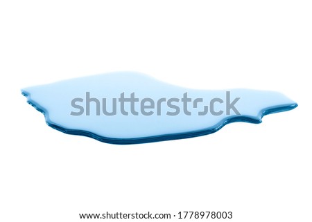 real image,spilled water drop on the floor isolated with clipping path on white background. 