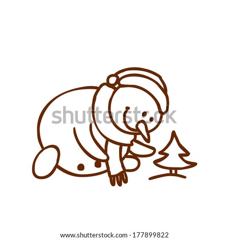 Cute Hand Drawn Vector illustration, black and white outline vector variant.