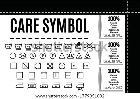 t shirt tags and Clothes care symbols Vector
