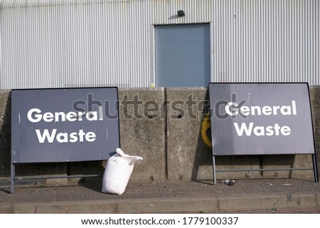 General waste and rubbish for skip use sign