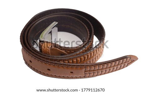 Old brown leather men's belt