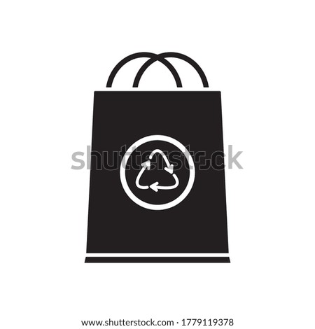 bag with recycle symbol icon over white background, silhouette style, vector illustration