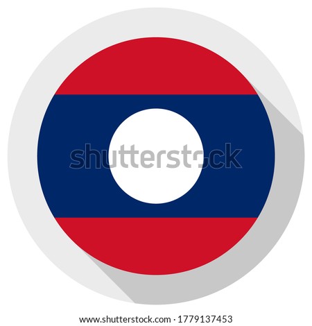 Flag of laos, Round shape icon on white background, vector illustration