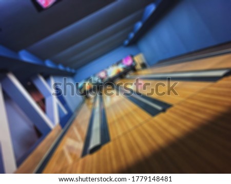 bowling arena of blured image. Concept for blur background, games team