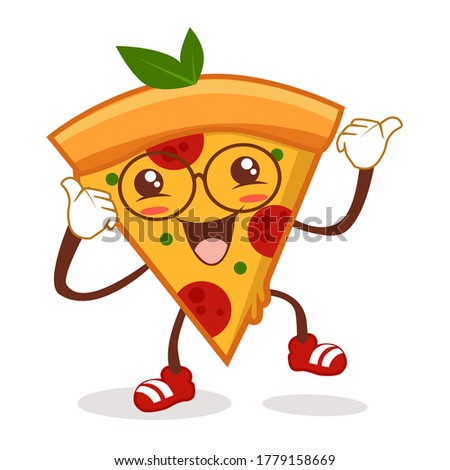 pizza mascot cartoon in vector