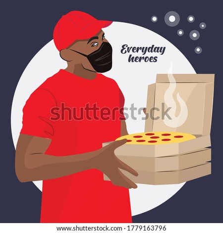 Pizza Delivery Man with Mask - Everyday Heroes