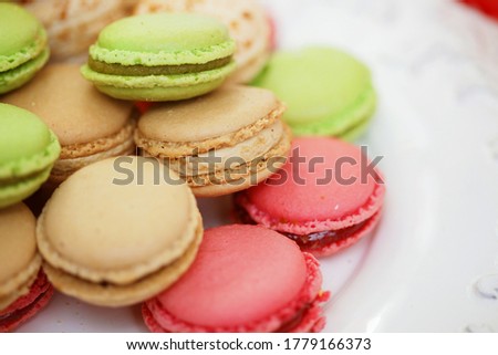 traditional french macarons close up picture