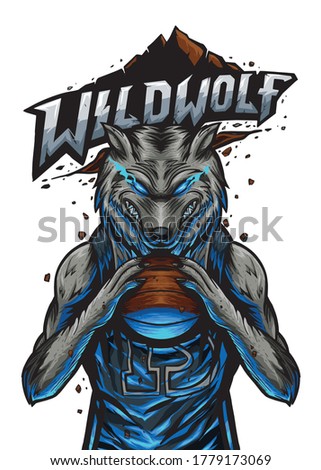 wild wolf basketball mascot illustration - vector file