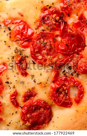 focaccia with little tomatoes ,focaccia is flat oven baked Italian bread