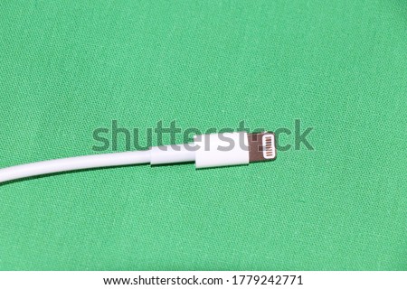 apple lightning charge cable introduction new technology. green screen background, ready for cutting.