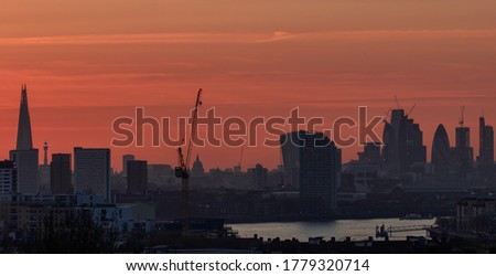 Sunset view over London from Greenwich