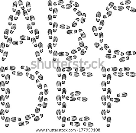 Alphabet set with footprints
