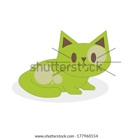 Vector Cute Cartoon Cat Isolated On White Background