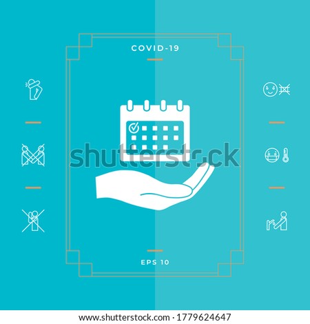 Planning, time management, hand holding calendar icon. Graphic elements for your design