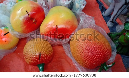 colorful toy mango and Jack fruit stock on shop 
