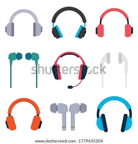Headphones flat, earpieces icon, vector illustration isolated on white background Royalty-Free Stock Photo #1779635204