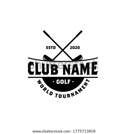 vintage Western Country Texas Golf Logo design, crossed stick golf badge label design