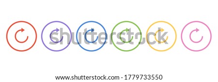 Reboot sign icon set. Colored circle vector arrows pictogram refresh reload rotation. Element for mobile concept and web apps. Royalty-Free Stock Photo #1779733550