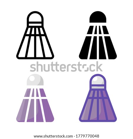 simple badminton icon design in various line, solid, flat and filled lined style suitable for sport icon, website, app, ui and pattern design. vector shuttlecock illustration in white background.