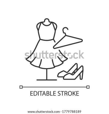 Fashion boutique pixel perfect linear icon. Women garment. Female clothes, shoes and accessories. Thin line customizable illustration. Contour symbol. Vector isolated outline drawing. Editable stroke Royalty-Free Stock Photo #1779788189