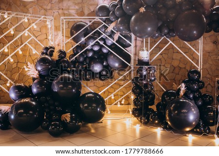 Party hall decorated with big balloons Royalty-Free Stock Photo #1779788666
