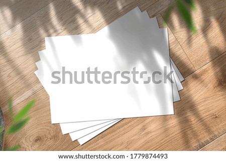 Horizontal Blank Posters on nature wooden background