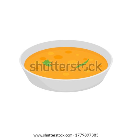Soup chicken dish with onion. Bowl soup vector plate cook isolated cartoon meal icon Royalty-Free Stock Photo #1779897383