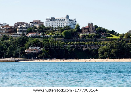 views of santander from the prop, you can see the beach and the royal hotel. Royalty-Free Stock Photo #1779903164