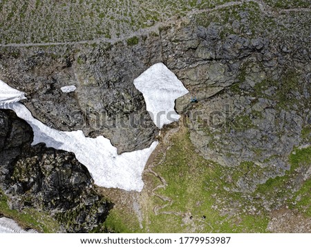 Aerial view of some climbers on the mountain.