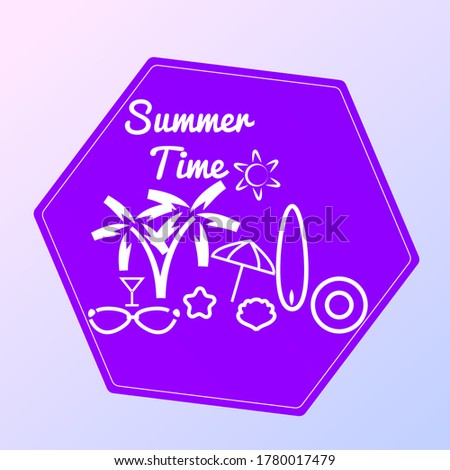 Set of Summer vector icon with purple backgrounds - Vector Illustration