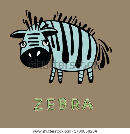 Cartoon zebra, animal vector