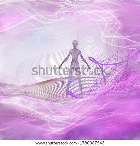 energy field illustration 3d render man woman inside spiral x-ray
