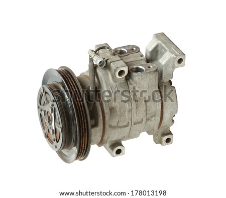 Air compressor of car isolated on white background