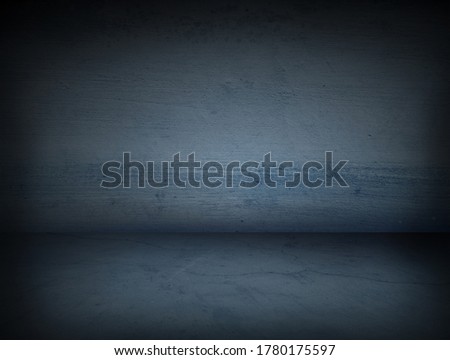 Empty blue concrete floor and wall