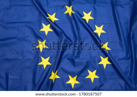 Natural fabric crumpled EU or European Union flag 