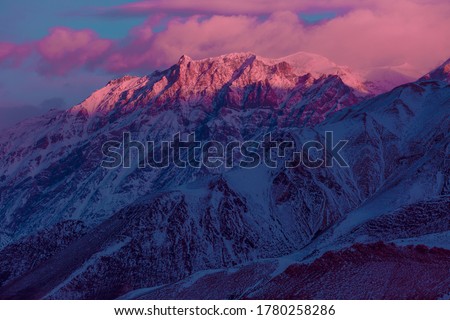 Beautiful purple mountain sunrise landscape texture