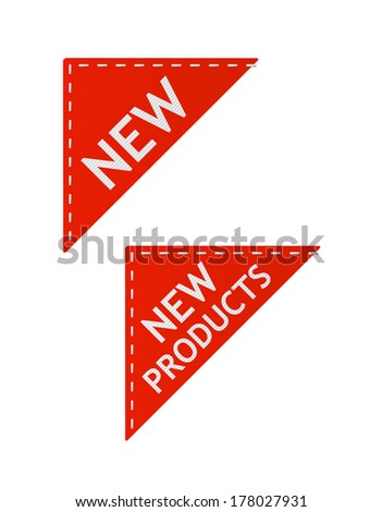 set of vector red new signs on piece of textile Royalty-Free Stock Photo #178027931