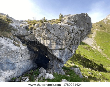 Rocks and stones in the Swiss mountain range of Pilatus and in the Emmental Alps, Alpnach - Canton of Obwalden, Switzerland